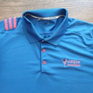 Adidas Polo Mens Large Blue‎ Golf Valspar Championship Stretch Flex Hybrid